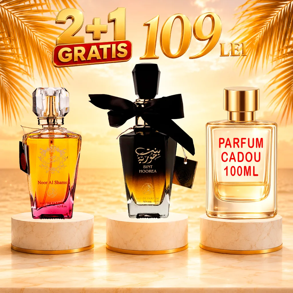 Pachet 3 Parfumuri + Bint Hoorea + Noor Al Shams + 1 x Parfum Cadou