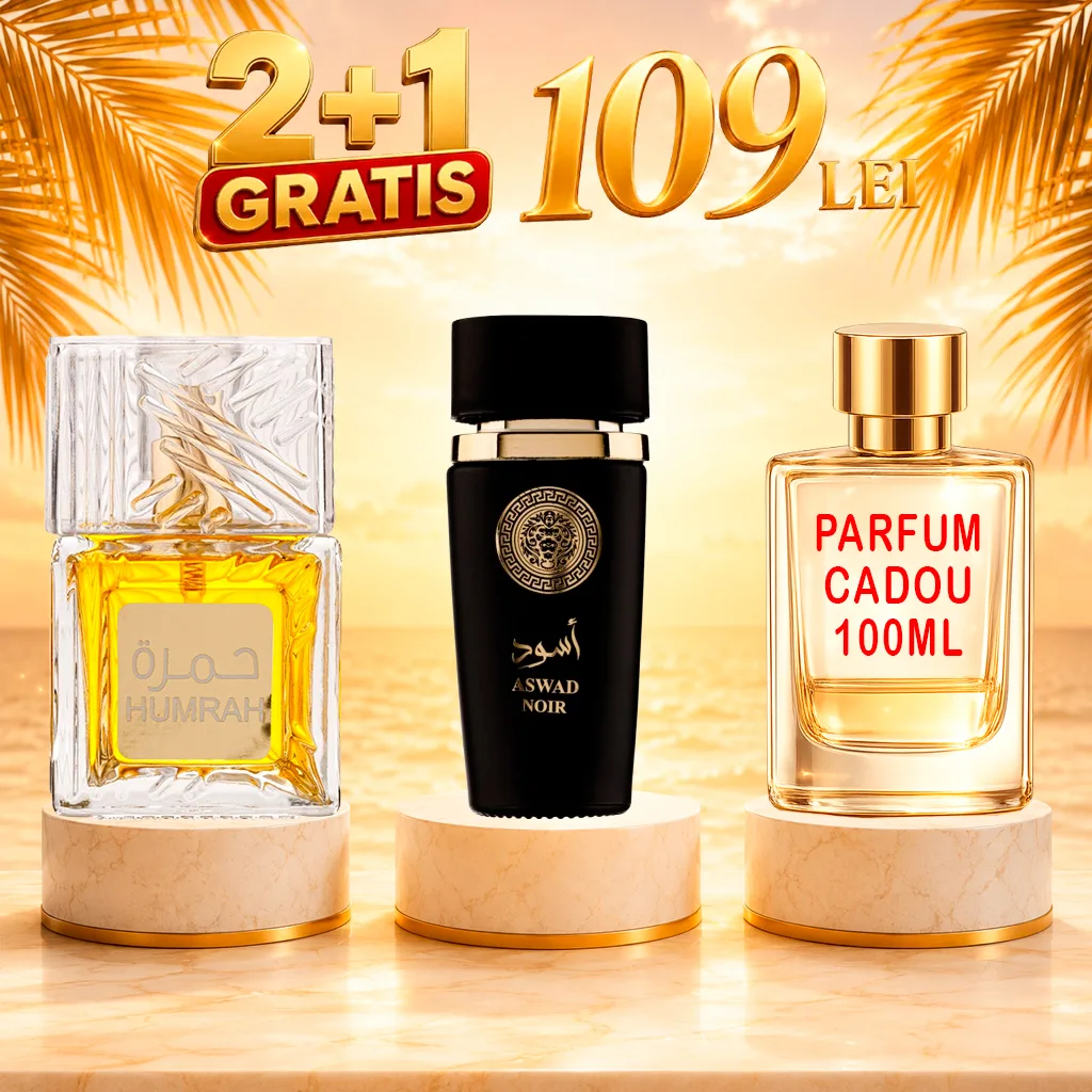 Pachet 3 Parfumuri + Humrah + Aswad Noir + 1 x Parfum Cadou