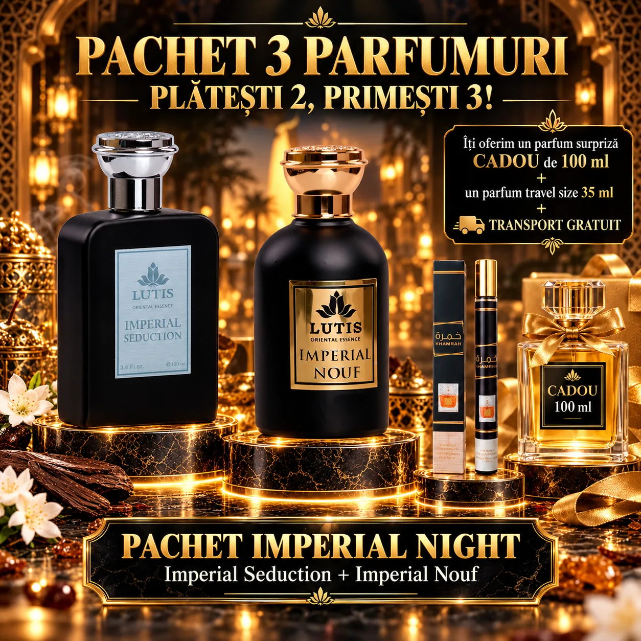 Pachet Parfum Arabesc El si Ea - Imperial Seduction + Imperial Nouf + 1 x Parfum Cadou 100ml + 1 x 35 ML