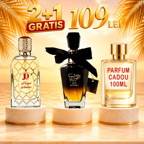 Pachet 3 Parfumuri + Regal Amber + Bint Hoorea + 1 x Parfum Cadou